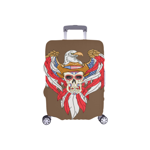 American Eagle Sugar Skull Brown Luggage Cover/Small 18"-21"