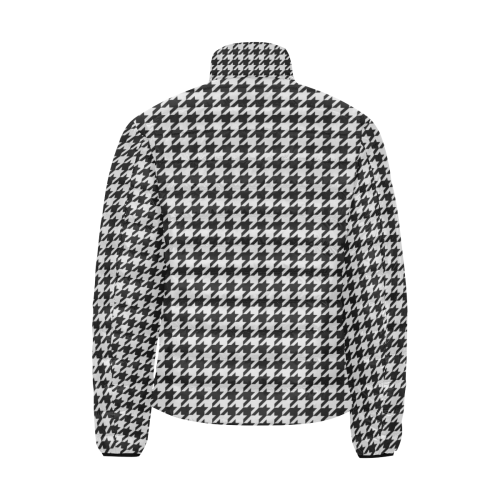 Friendly Houndstooth Pattern,black  by FeelGood Men's Stand Collar Padded Jacket (Model H41)
