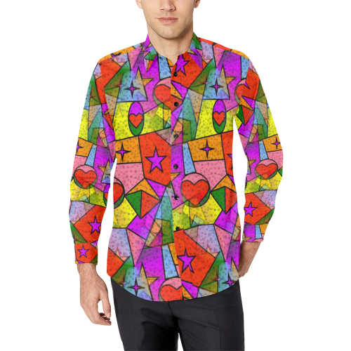 Poppi by Nico Bielow Men's All Over Print Casual Dress Shirt (Model T61)