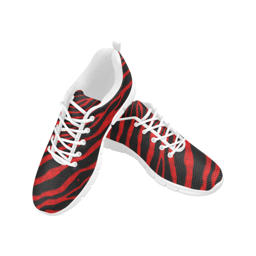 Ripped SpaceTime Stripes - Red Women's Breathable Running Shoes/Large (Model 055)