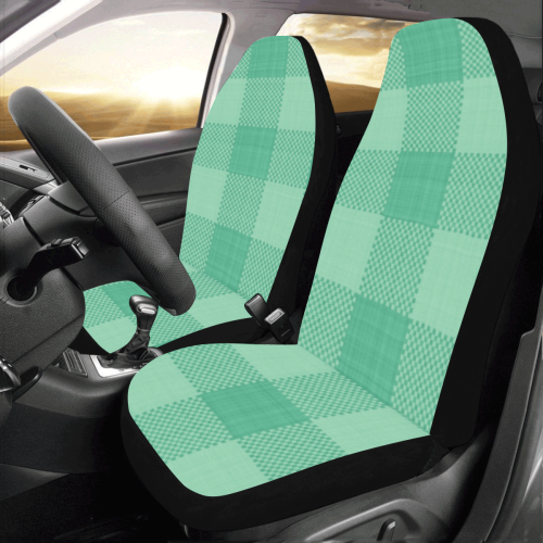 Mint Green Plaid Car Seat Covers (Set of 2)