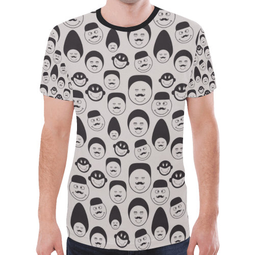 black and white emotion faces New All Over Print T-shirt for Men/Large Size (Model T45)