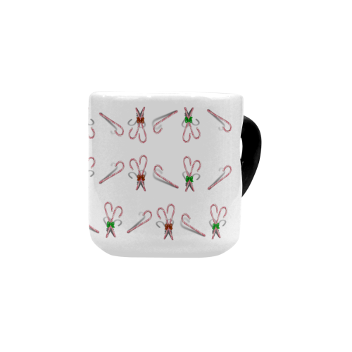 Christmas Candy Canes with Bows Heart-shaped Morphing Mug