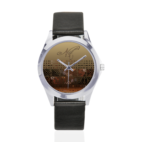 Montre beige Unisex Silver-Tone Round Leather Watch (Model 216)