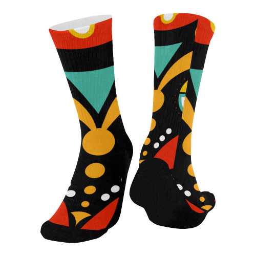 african traditional Mid-Calf Socks (Black Sole)
