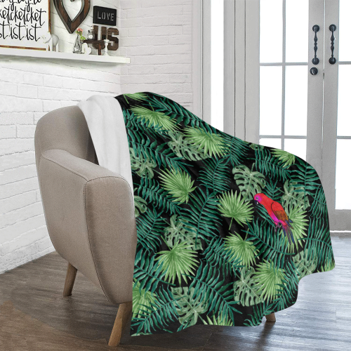 Parrot And Leaves Ultra-Soft Micro Fleece Blanket 50"x60"