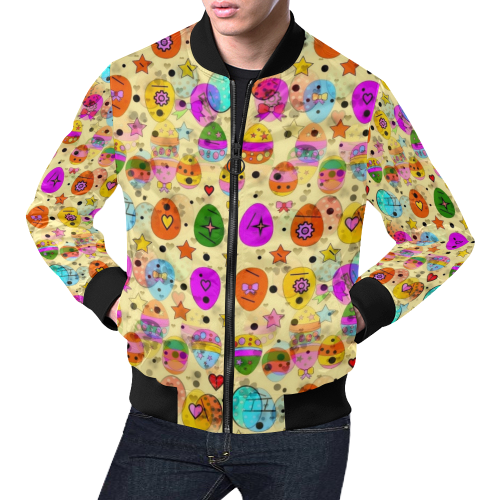Egg Popart by Nico Bielow All Over Print Bomber Jacket for Men/Large Size (Model H19)