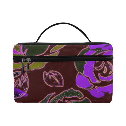 Retro Chocolate Lavender Roses Cosmetic Bag/Large (Model 1658)