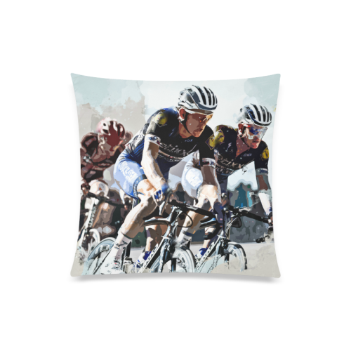 Bike Cyclists Battling for Position in Race Custom Zippered Pillow Case 20"x20"(Twin Sides)