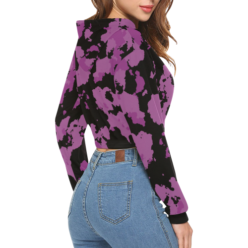 purple camouflage All Over Print Crop Hoodie for Women (Model H22)