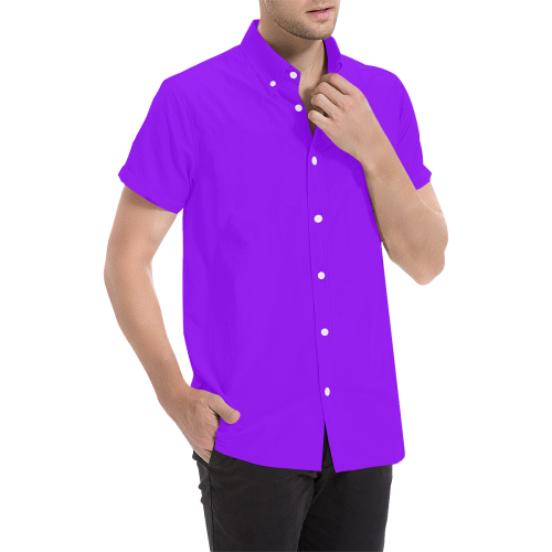 color electric violet Men's All Over Print Short Sleeve Shirt (Model T53)