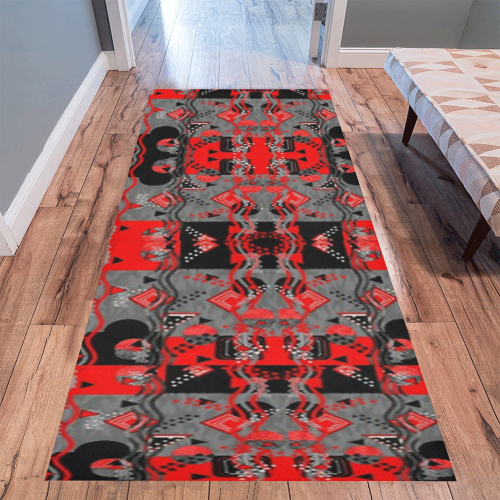 Tiny red and black geometric designs by FlipStylez Designs Area Rug 9'6''x3'3''