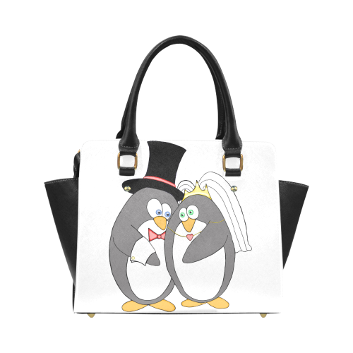 Penguin Wedding White Classic Shoulder Handbag (Model 1653)