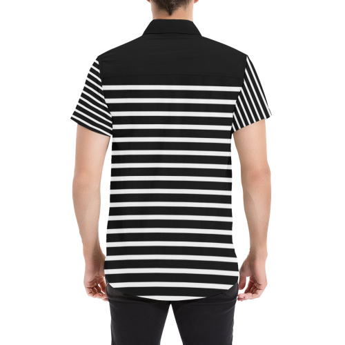 Narrow White Flat Stripes Pattern Men's All Over Print Short Sleeve Shirt (Model T53)