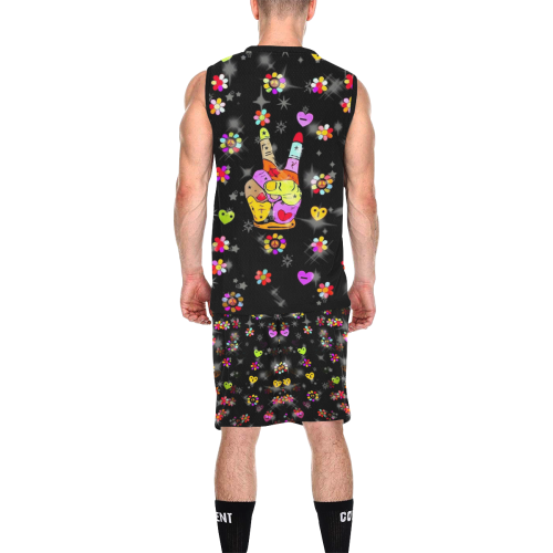 Flower Peace by Nico Bielow All Over Print Basketball Uniform