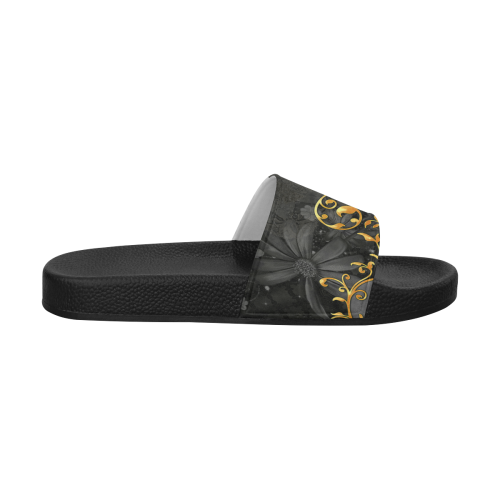 Vintage design in grey and gold Men's Slide Sandals (Model 057)