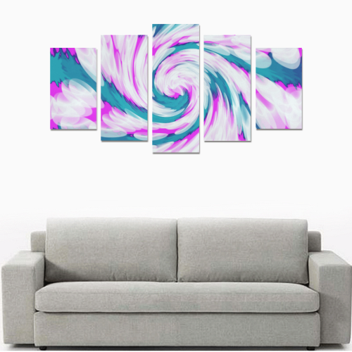 Turquoise Pink Tie Dye Swirl Abstract Canvas Print Sets A (No Frame)
