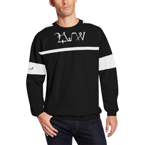 Michael B&W Stripes All Over Print Crewneck Sweatshirt for Men (Model H18)