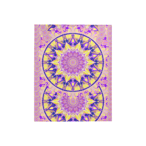 boho mandala yellow purple Quilt 40"x50"