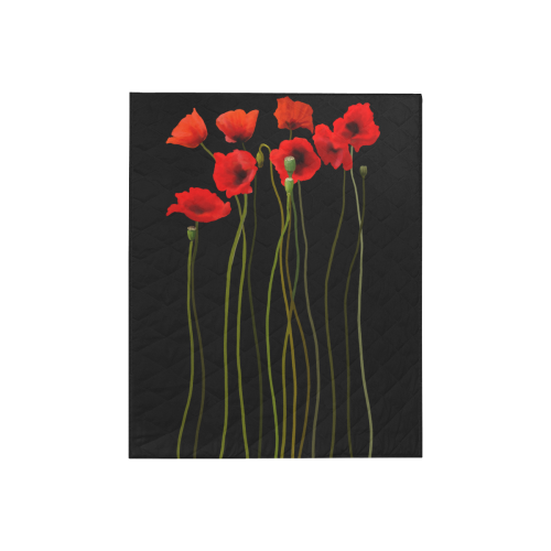 Poppies Floral Design Papaver somniferum Quilt 40"x50"
