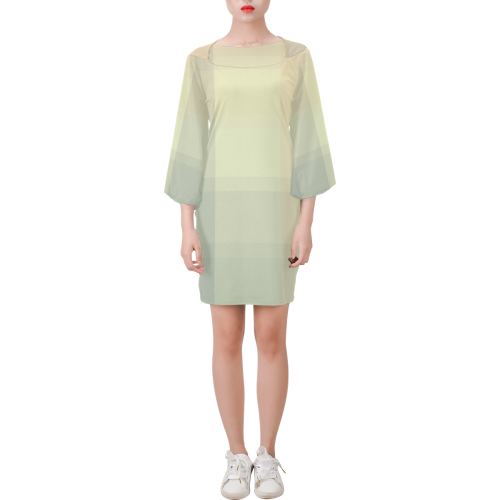 Like a Candy Sweet Pastel Squares Pattern Bell Sleeve Dress (Model D52)