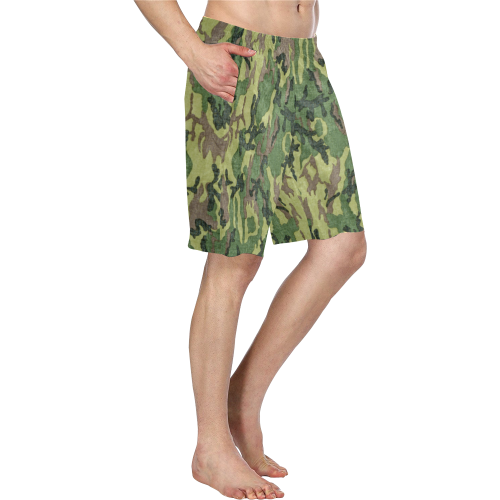 Military Camo Green Woodland Camouflage Men's Swim Trunk (Model L21)