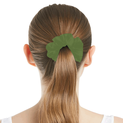 color dark olive green All Over Print Hair Scrunchie