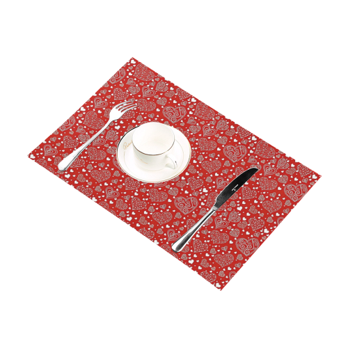 red white hearts Placemat 12’’ x 18’’ (Set of 2)