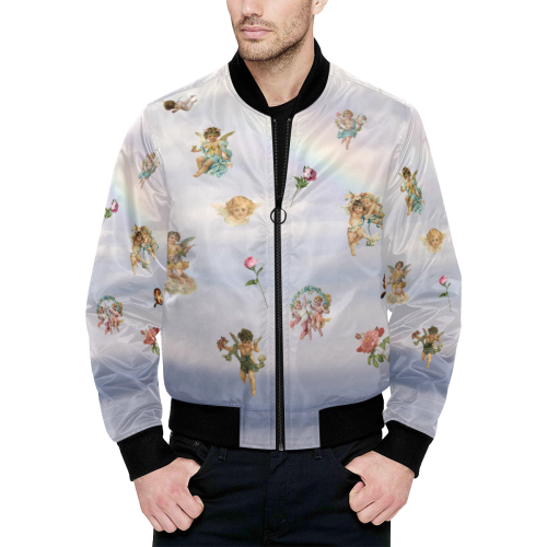 My Cherub All Over Print Quilted Bomber Jacket for Men (Model H33)