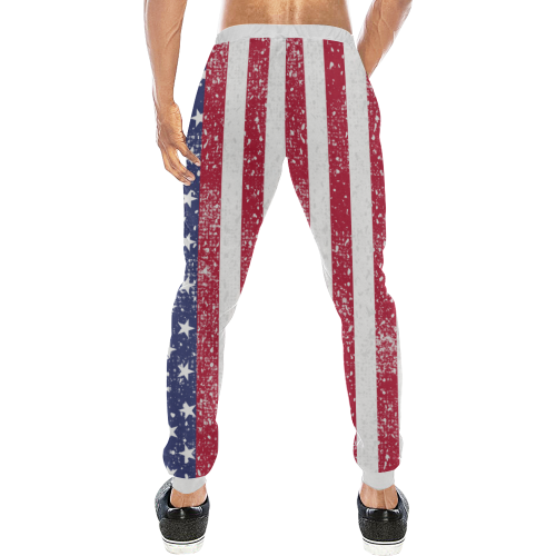 American Flag Distressed Men's All Over Print Sweatpants (Model L11)