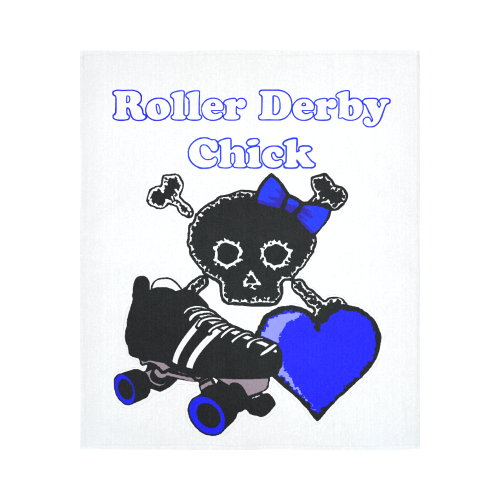Roller Derby Chick Blue Cotton Linen Wall Tapestry 51"x 60"