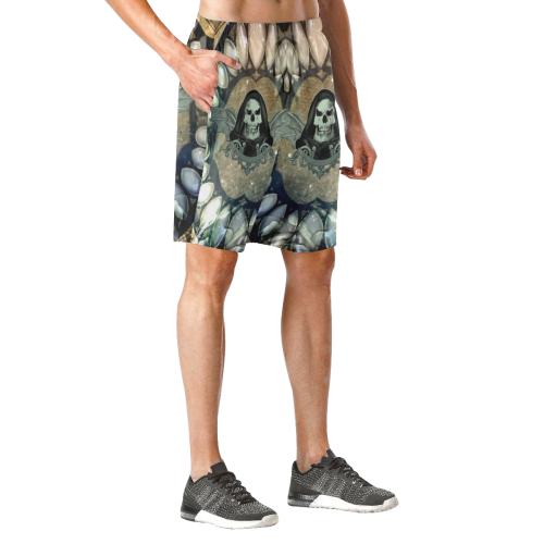Awesome scary skull Men's All Over Print Elastic Beach Shorts (Model L20)