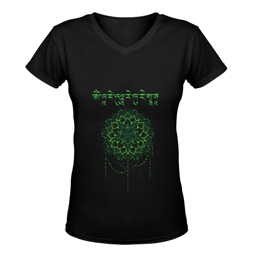 Green Tara Mantra Women's Deep V-neck T-shirt (Model T19)