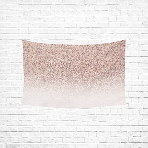 Rose Gold Glitter Ombre Pink White Cotton Linen Wall Tapestry 60"x 40"