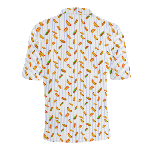 Hot Dog Pattern with Pinstripes Men's All Over Print Polo Shirt (Model T55)