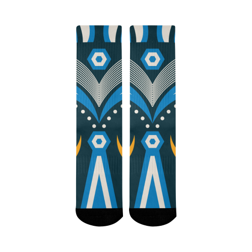 lulua tribal Mid-Calf Socks (Black Sole)