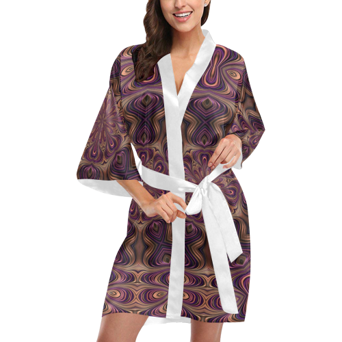 Pastel Satin Ribbons Fractal Mandala 3 Kimono Robe