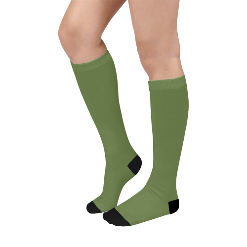 color dark olive green Over-The-Calf Socks