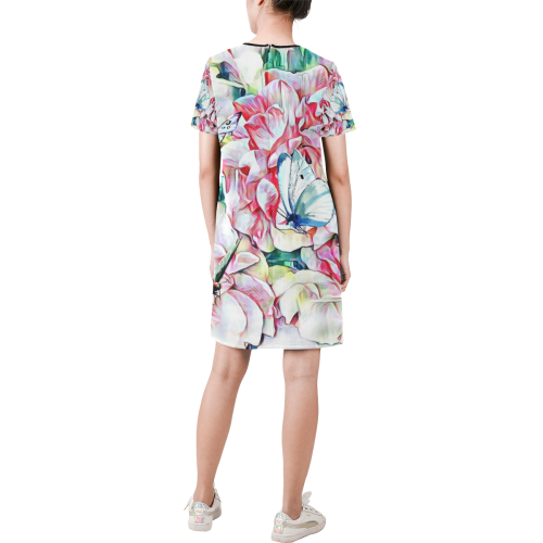 Secret Garden II by JamColors Short-Sleeve Round Neck A-Line Dress (Model D47)