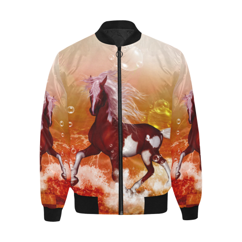 The wild horse All Over Print Quilted Bomber Jacket for Men (Model H33)