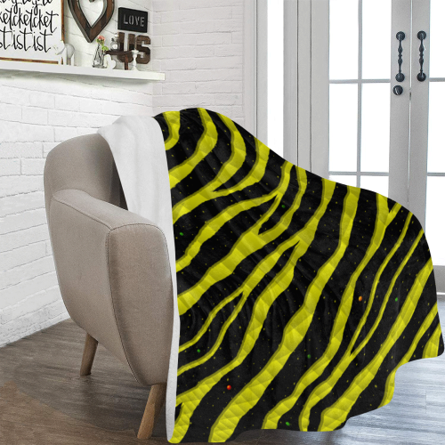 Ripped SpaceTime Stripes - Yellow Ultra-Soft Micro Fleece Blanket 60"x80"