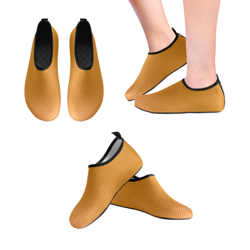 Orange Dotted Grid Women's Slip-On Water Shoes (Model 056)