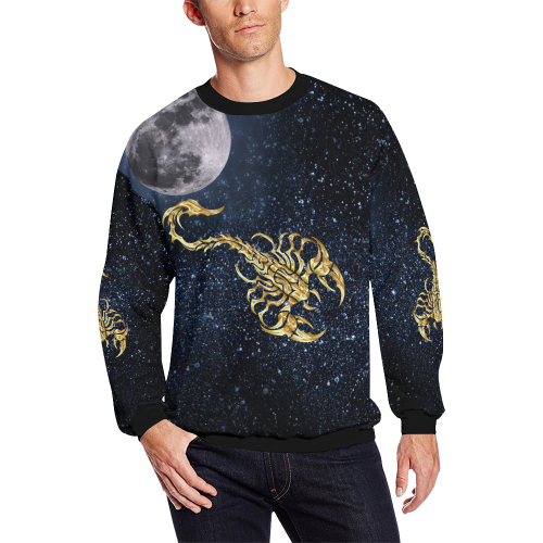Scorpio and Moon All Over Print Crewneck Sweatshirt for Men (Model H18)