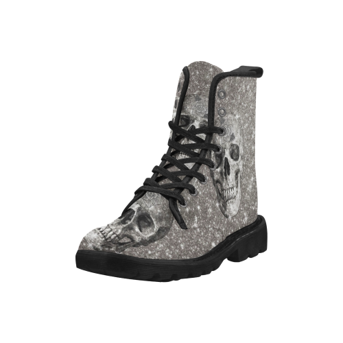Modern sparkling Skull A by JamColors Martin Boots for Women (Black) (Model 1203H)