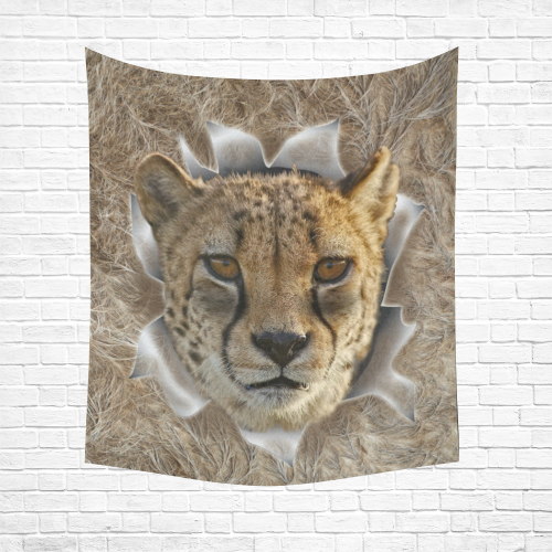 Cheetah in action Cotton Linen Wall Tapestry 51"x 60"