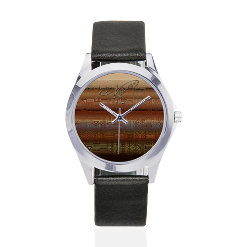 Montre marron Unisex Silver-Tone Round Leather Watch (Model 216)
