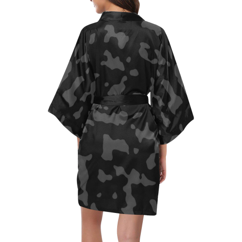 Camouflage Black and Gray Kimono Robe