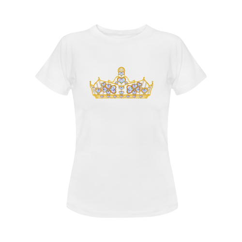 gold crown of heart diamonds and pearls tiara t-shirt tshirt Women's T-Shirt in USA Size (Front Printing Only)