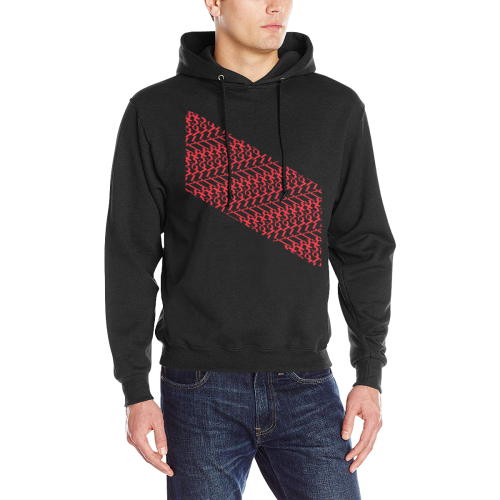 NUMBERS Collection Black/Cherry Red 1234567 Flag Men's Classic Hoodie (Model H17)
