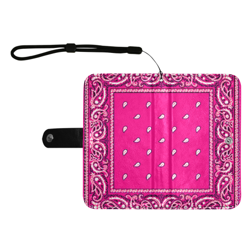 KERCHIEF PATTERN PINK Flip Leather Purse for Mobile Phone/Large (Model 1703)